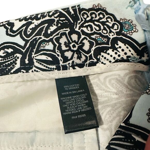 Express Light Blue Paisley Floral Print Side Zip Shorts - Size 8 - Picture 5 of 10